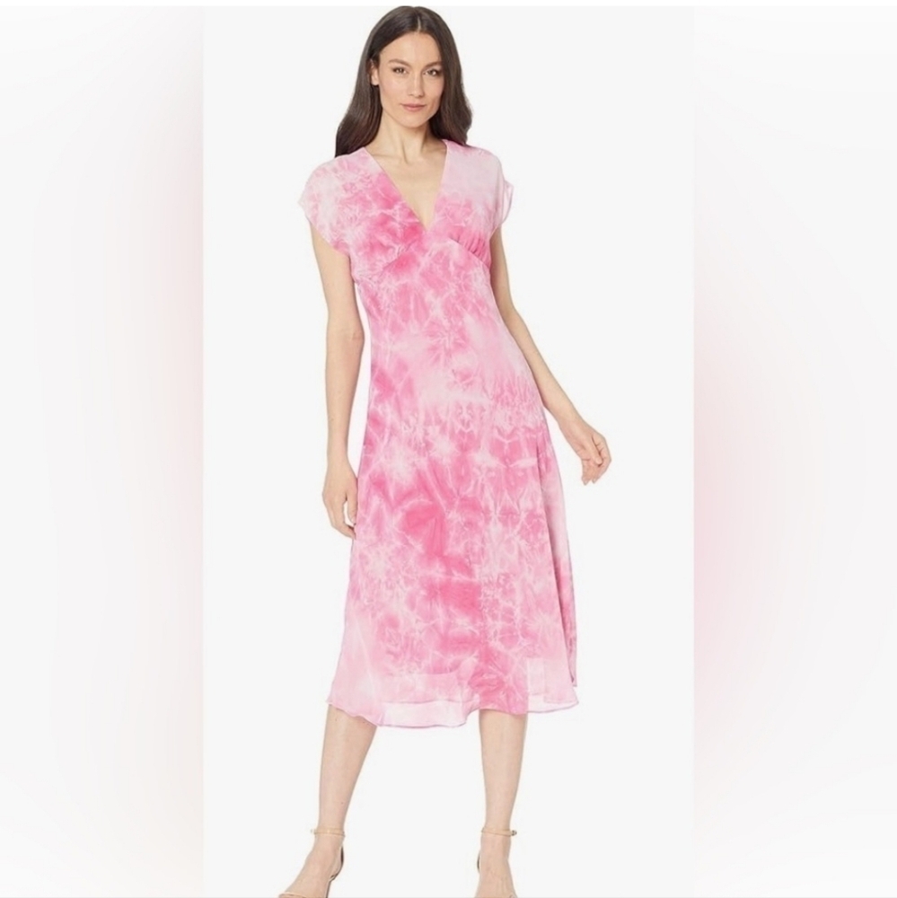 Elegant Pink Tie-Dye Pink  Maxi Dress. Sage Collrctive Size‎ 8. Sheer Overlay.